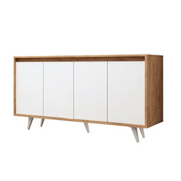 Hanah Home Consola Roble y Blanco 140x86x40 cm Tablero Partículas Melamina Moderna Funcional